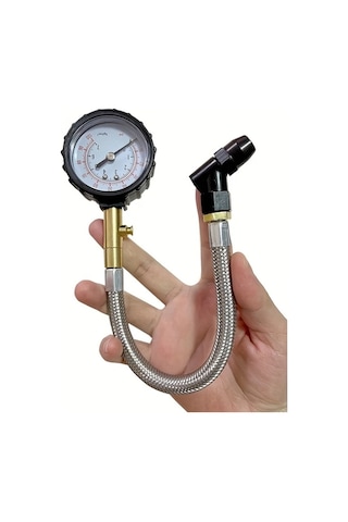 Boatshop1 Qc-15 Yüksek Hassasiyetli Lastik Basınç Ölçer Esnek Hortum Ve Analog Kadran İle Tüm Lastik Tipleri İçin Dayanıklı Ergonomik Tasarım