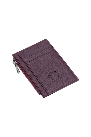 Westpolo Ivo Fermuarlı Bozuk Para Bölmeli Unisex Hakiki Flötr Deri Kartlık - Mor 4125838