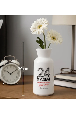 Bk Gift Kişiye Özel Öğretmenler Günü Tasarımlı Seramik Vazo-7, Ev Hediyesi, Öğretmene Hediye Kobitmeyencom35088 Bk Gift