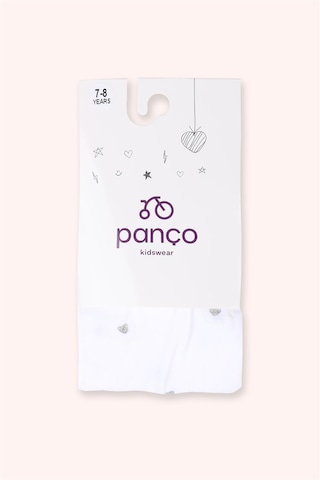 Panço Kız Çocuk Kalp Desenli Dizaltı Beyaz Çorap