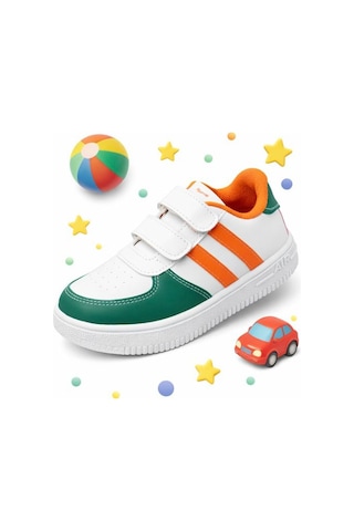 Papucumun Dünyası Günlük Bebek Çocuk Sneaker Cırt Cırt Bantlı Spor Ayakkabı Yürüyüş Ayakkabısı Yeşil