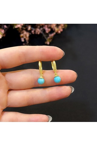 Stela Mavi Firuze Gümüş Küpe Sarı 12