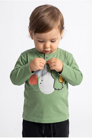 Minipomes Erkek Bebek Circle Mouse Penye Sweatshirt Gri