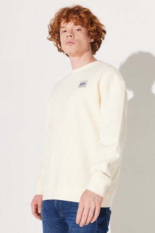 Lee Relaxed Fit Geniş Kesim Bisiklet Yaka Pamuk Ekru Erkek Içi Polarlı Sweatshirt LM01RJNQ Ekru