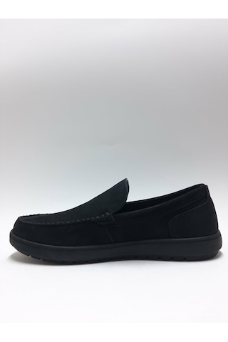 Roccia Hakiki Deri Nubuk Siyah Rahat Bağcıksız Esnek Yazlık Erkek Ayakkabı C-87121048rccia Siyah Nubuk