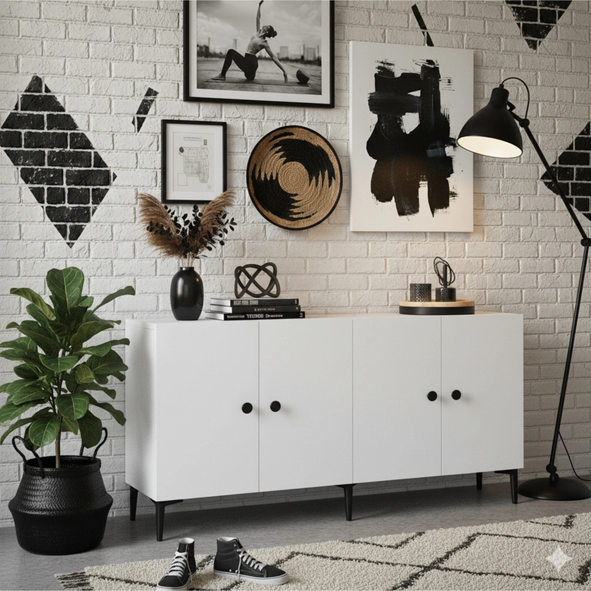 Ka1518b Pella150 Konsol, Kahve Köşesi, Tv Sehpası Beyaz 150cm Beyaz