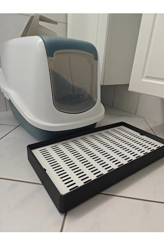 Buradabulabilirsin 3d Baskı Kedi Kumu Tutucu Mat Kedi Tuvaleti Önü Kum Toplayıcı Delikli Paspas Siyah Beyaz Bbz