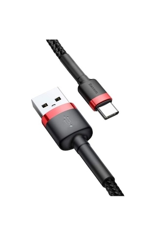 Moly Android Uyumlu Type-c 3.0a Usb Şarj Kablosu 3m Kırmızı Siyah Hızlı Şarj