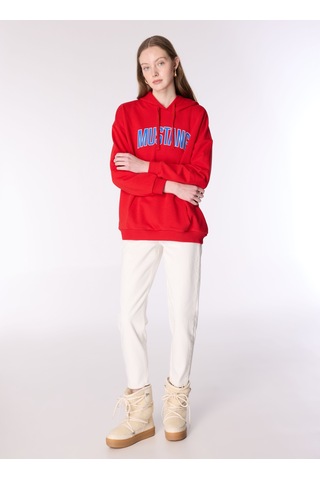 Mustang Kırmızı Kadın Kapüşon Loose Fit Baskılı Sweatshirt M4wl-swt-1890