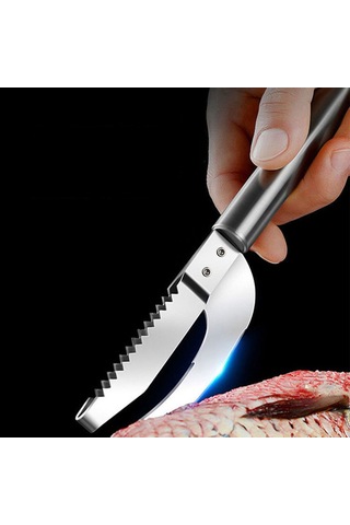Fosenze Mutfak Çelik Balık Ölçek Kaldırıcı, Solungaç Kazıcı Ve Bağırsağını Kırma 3'ü 1 Seti 2 Parça - Balık İşleme Aletleri Gümüş