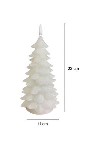 Yılbaşı Dekor Led Mum Parıltılı Wax Mum Led Işıklı Ev Ofis Otel Restoran Dekoratif Yılbaşı Süsü 22cm Beyaz