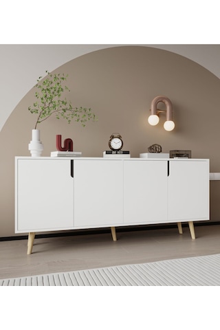 Latina Ahşap Ayaklı Modern Konsol 180 Cm Beyaz