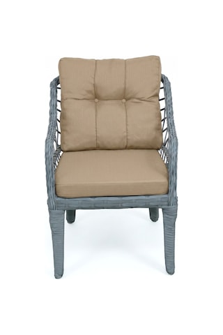 Kaş 2+1+1+sehpa Bahçe Balkon Mobilyası,gri Rattan/Kumaş Bej