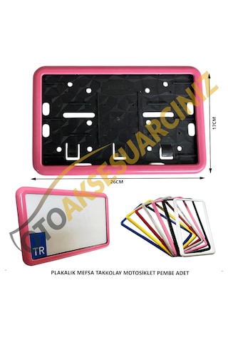 Plakalık Plastik Tak Kolay Motor Motosiklet Pembe Çerçeveli 1 Ad
