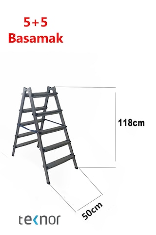 Çift Taraflı Dayanıklı 5+5 Metal Basamaklı Merdiven
