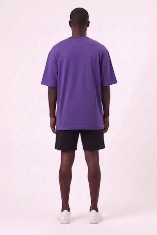 Lixa Air Jordan Orta Logo Mor Oversize Erkek T-shirt 142730 SİYAH