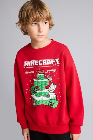 Defacto Yılbaşı Temalı Minecraft Baskılı Bisiklet Yaka İçi Yumuşak Tüylü Kalın Sweatshirt Erkek Çocuk I5171a826wnrd350 Kırmızı-rd350