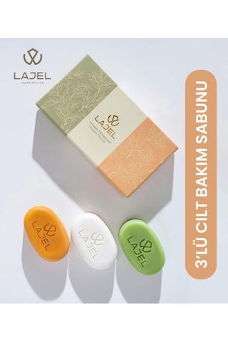 Lajel 3 Lü Cilt Bakım Sabunu Kolajen Kojik Asitli C Vitaminli Zeytinyağlı Doğal Sabun Seti Karışık