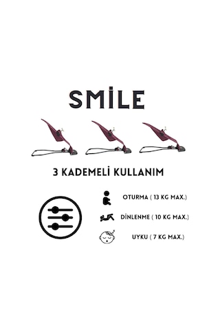 Mamma Smile Cotton Sallanır Üç Kademeli Ana Kucağı Oyuncak Aparatı Ve Seyahat Çantası Bordo