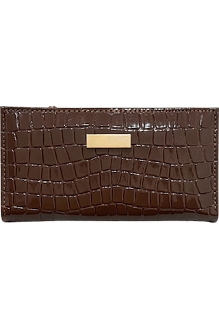 Adelina Bags Kadın Timsah Deseni Görünümlü Basic Küçük Acı Kahve Cüzdan Acı Kahverengi