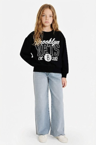 Defacto Kız Çocuk Nba Brooklyn Nets Oversize Geniş Kalıp Bisiklet Yaka Sweatshirt F3415a825aubk81 Siyah-bk81