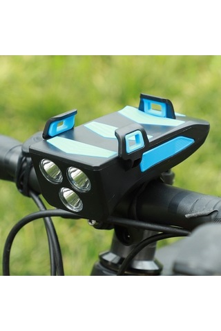 Opulentliving Leezsing 4'ü 1 Arada Bisiklet Aydınlatma Seti: 4000mah Far, Telefon Tutucu, Usb Şarj, 130db Korna Kırmızı