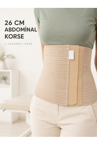 Emvera Abdominal Doğum Sonrası Korse 26 Cm Geniş 4 Kademeli Cırtlı Ayarlanabilir Sarı