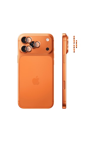 Safeus 9h+ Safir Temperli Kamera Lens Koruyucu Apple Uyumlu iPhone 17 Pro Max Ve İle Kozmik Turuncu