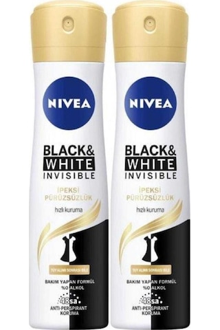 Kadın Sprey Deodorant Black&white Invisible Ipeksi Pürüzsüzlük 150ml, 48 Saat Koruma, X2 Adet