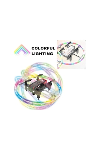 Katlanabilir Mini Bk2 Drone Optik Akışlı Led Işıklı Tek Tuş Kalkış Katlanabilir Tasarım Rc Uzaktan Kumandalı Drone - Siyah