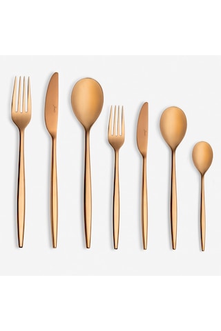 Jumbo 5800 Apollo Titanyum Bronz 12 Kişilik 84 Parça Çatal Kaşık Bıçak Takımı Titanyum Bronz