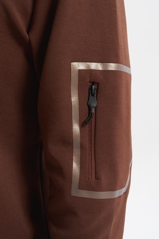 AR-MA Arma Erkek Slim Fit Dik Yaka Yarım Fermuar Pamuklu Sweatshirt Sol Kol Fermuar Cepli K30404685702 Kahverengi