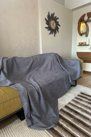 Sofline Kadife Şönil Koltuk Örtüsü, Kaymaz Kanepe Örtüsü, Koltuk Şalı 180 X 220cm Antrasit