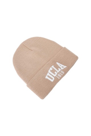 Ucla Lanıta Bej Bere Nakışlı - Unisex Bere Bej