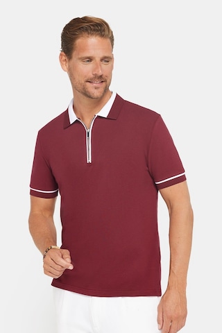 Tudors Erkek Slim Fit Dar Kesim %100 Pamuk Düz Pike Fermuarlı Bordo Polo Yaka Tişört-31111 Bordo