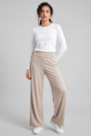 Bej Comfort Fit Geniş Paça Korsajlı Palazzo Kadın Pantolon - 94681