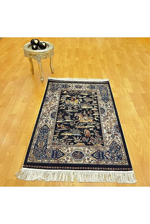 Mevlana Bazaar Şehname Motifli 90 X 150 Cm İpek Halı Siyah