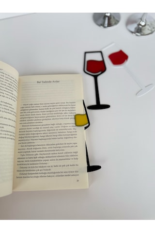 3'lü Kitap Ayracı Seti Kadeh Tasarımlı Renkli Sayfa Tutucu 12-14 Cm