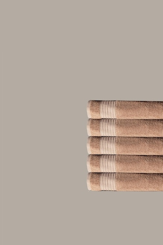 5 Li Çizgili Bej Renk Yumuşak Pamuk El Yüz Havlusu Seti 50x90 Cm