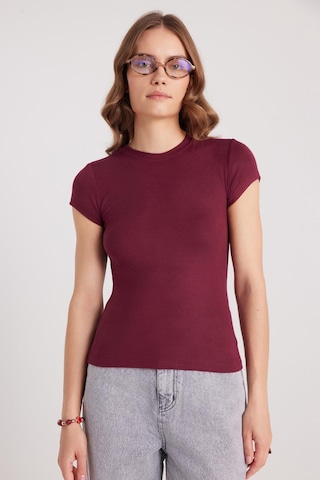 Tudors Kadın Regular Fit Klasik Kesim Bisiklet Yaka Viskon Kumaş Ultra Soft Bordo Tişört-37793 Bordo