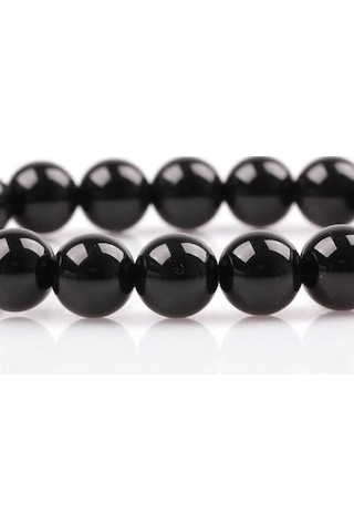 Tesbih Sakarya Siyah Parlak Oniks Taşı Doğaltaş Unisex Bileklik Siyah