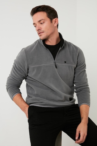 Buratti Slim Fit Anti-Pilling Tüylenme Yapmayan Bato Yaka Şardonlu 2'Li Paket Erkek Polar 5906001S2 Gri-Siyah