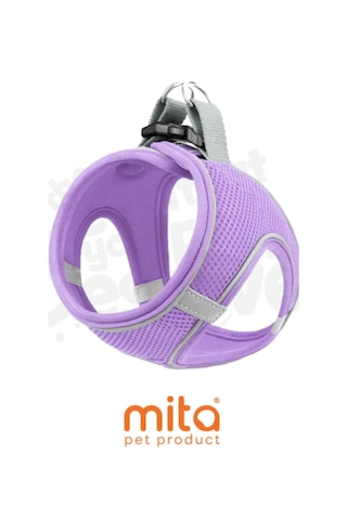 Mita Aır Mesh 2'lı Bundle Set Kedı Köpek Göğüs Tasması + Köpek Gezdırme Tasması/kayışı Lila L