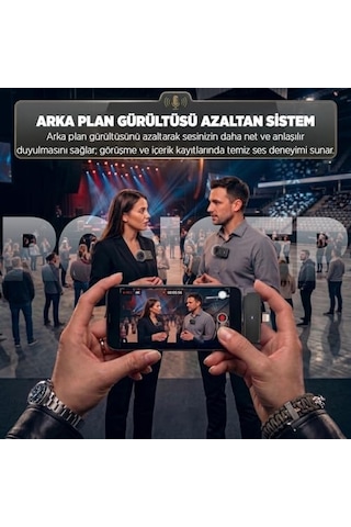 Apple iPhone Uyumlu/android Telefonlar/type-c Girişli Pc'ler İçin Type-c/lightning Giriş 8-10 Saat Pil Ömrü 20 Metreye Kadar Menzilli Tak Çalıştır Kablosuz Mikrofon Siyah