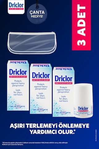 Driclor Aşırı Terleme Önleyici Antiperspirant Roll-on 20ml X3 + Çanta Hediye