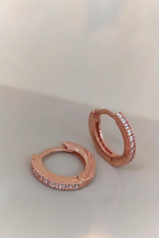 Gümüş 8 Mm Ince Taşlı Bayan Halka Küpe Nz69d3 Diğer