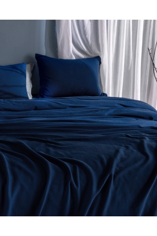 Madame Coco Marly Tek Kişilik %100 Pamuk Penye Lastikli Nevresim Takımı - Lacivert 8684427199008 Lacivert