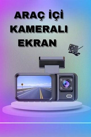 1080p 3 Lensli Wifi Araç İçi Kameralı Ekran Dvr Kaydedici Gece Görüşlü 55986549