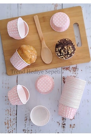 Trend Hediye Sepeti 50'li Açık Pembe Puantiyeli Muffin Kek Kalıbı, Kek Kapsülü Cupcake Kalıbı, Airfr Sku: Smg8690010567857 Açık Gri