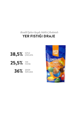 Patislove Renkli Şeker Kaplı Sütlü Çikolatalı Bütün Yer Fıstığı Draje, 90g